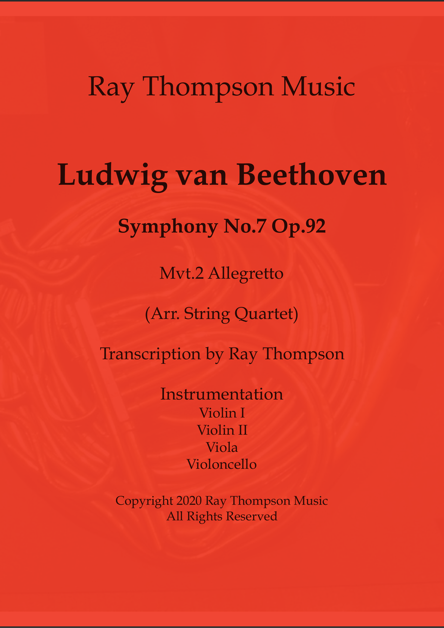 Beethoven: Symphony No.7 Op.92 Mvt.II Allegretto - string quartet String Quartet scores gallery preview page 3