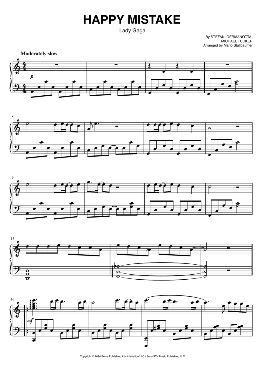 Happy Mistake Happy Mistake Piano Solo scores gallery preview page 1