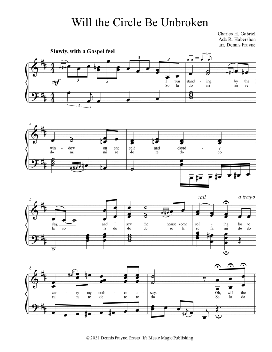 Will the Circle Be Unbroken Voice scores gallery preview page 1