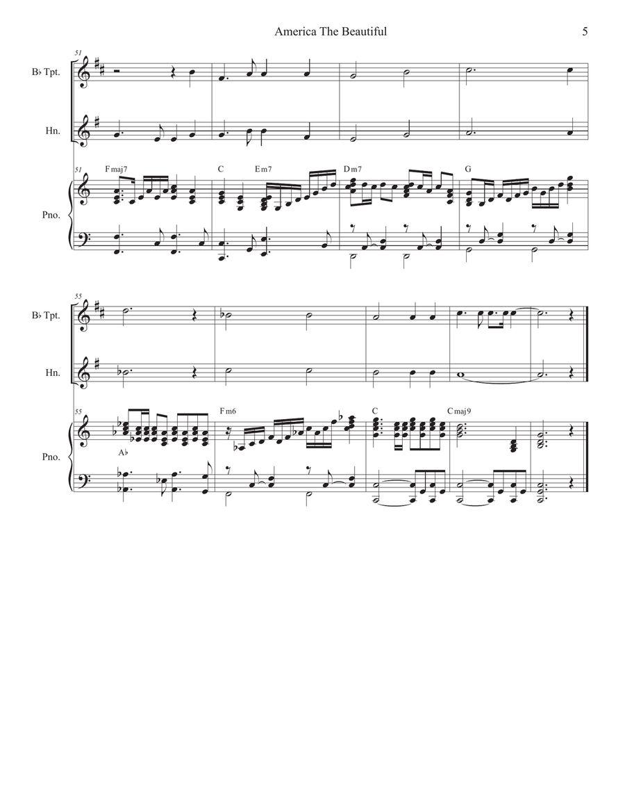 Patriotic Duets for Bb-Trumpet and French Horn Brass Duet scores gallery preview page 6