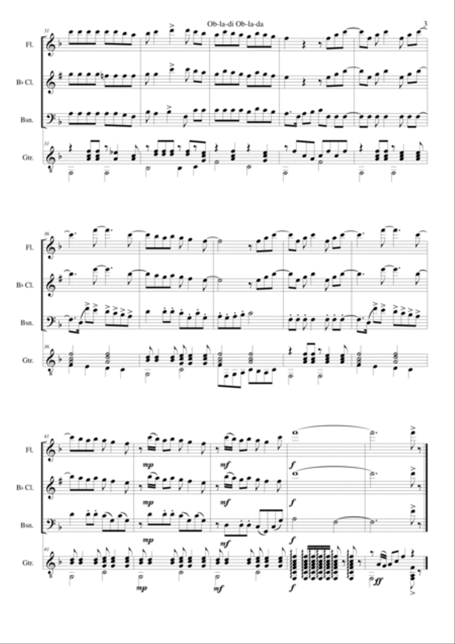 Ob-La-Di, Ob-La-Da Flute scores gallery preview page 3