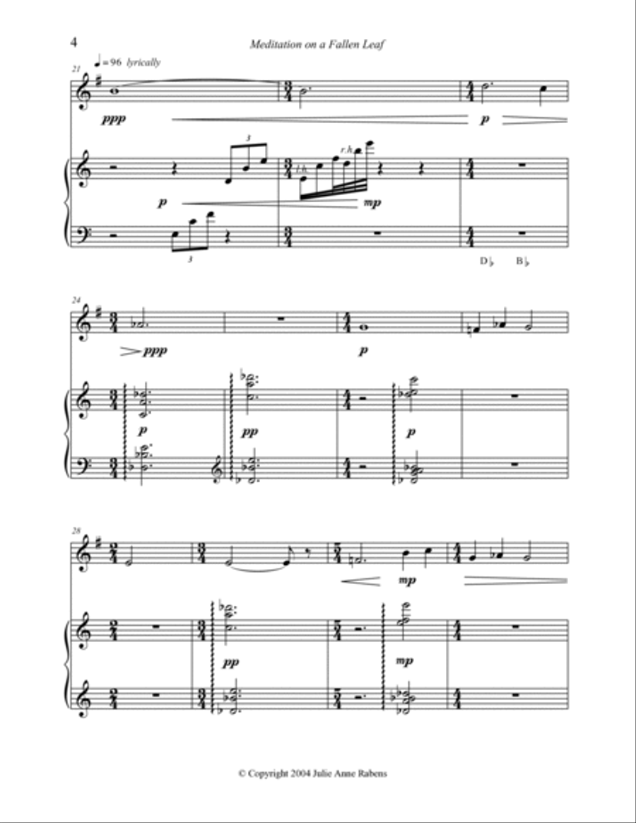 Meditation on a Fallen Leaf: for pedal harp and horn in F or cello