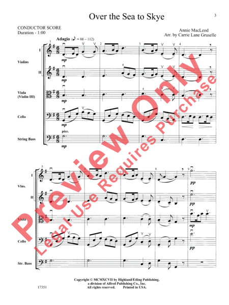 Over the Sea to Skye by Carrie Lane Gruselle String Orchestra - Sheet Music