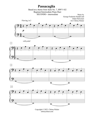 Passacaglia - beginner piano with teacher duet