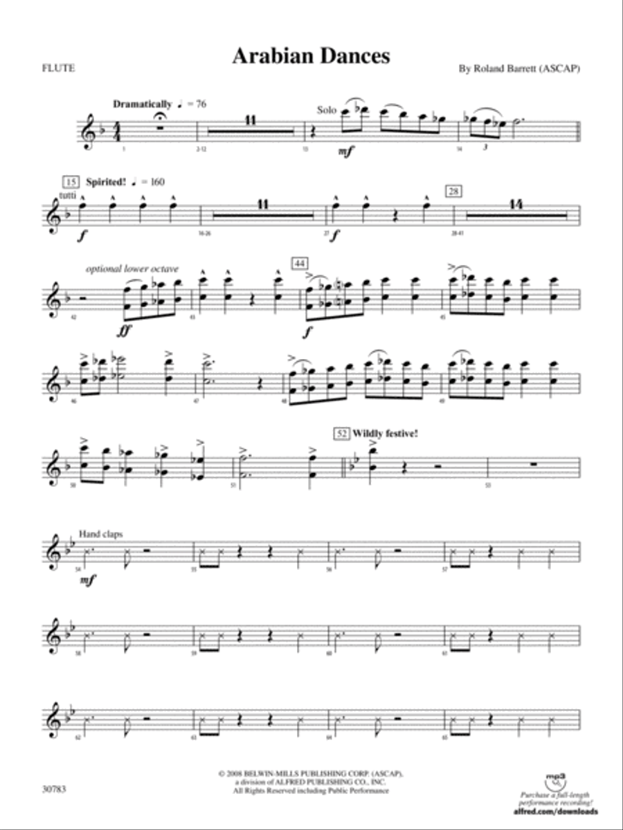 Arabian Dances: Flute Concert Band scores gallery preview page 1