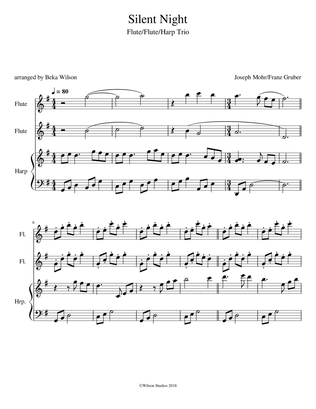 Silent Night--flute/flute/harp trio