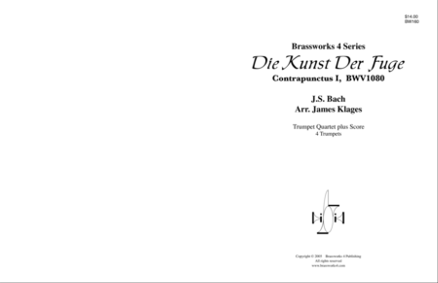Die Kunst Der Fuge, Contrapunctus I, BWV1080 Trumpet scores gallery preview page 1