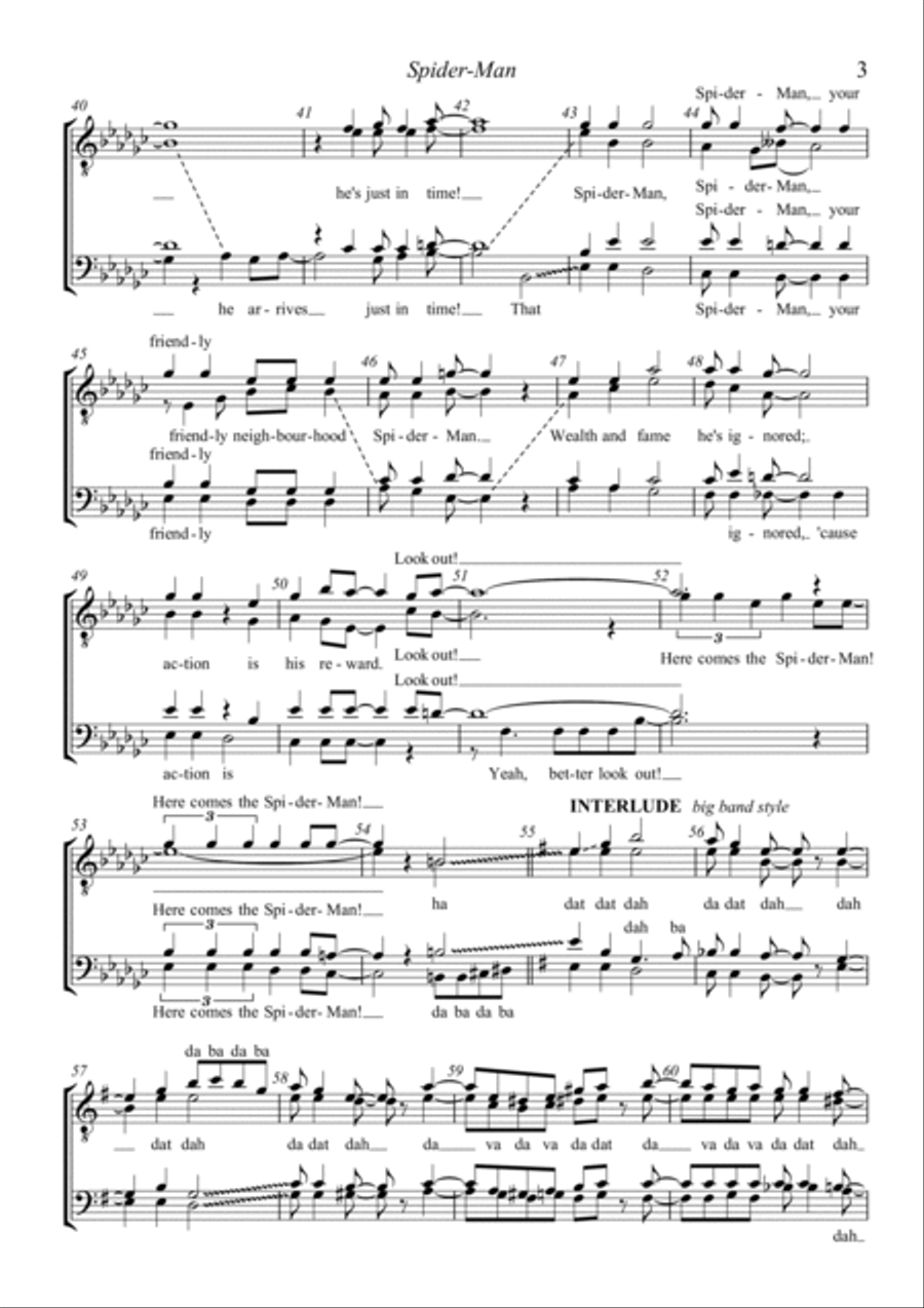 Theme From Spider Man TTBB scores gallery preview page 3