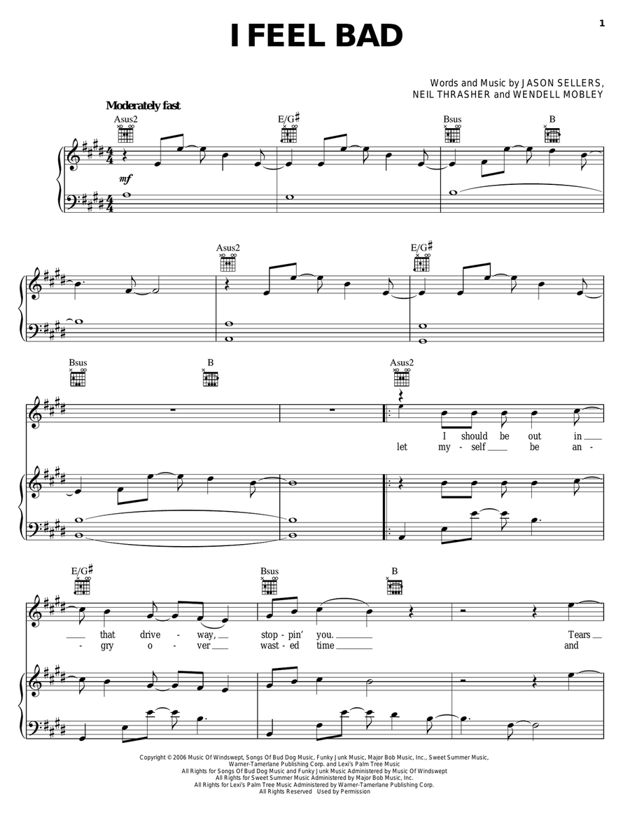I Feel Bad I Feel Bad Piano, Vocal, Guitar scores gallery preview page 1