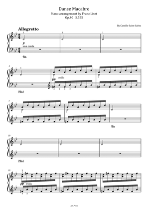 Danse Macabre (Saint-Saëns) - Piano arrangement by Franz Liszt Op.40 S.555 - Original With Fingered