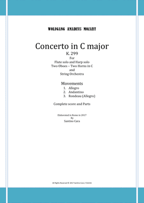 Book cover for Mozart - Concerto in C for Flute, Harp and Orchestra K.299 - Score and Parts