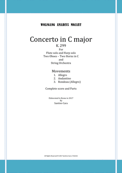 Mozart - Concerto in C for Flute, Harp and Orchestra K.299 - Score and Parts image number null