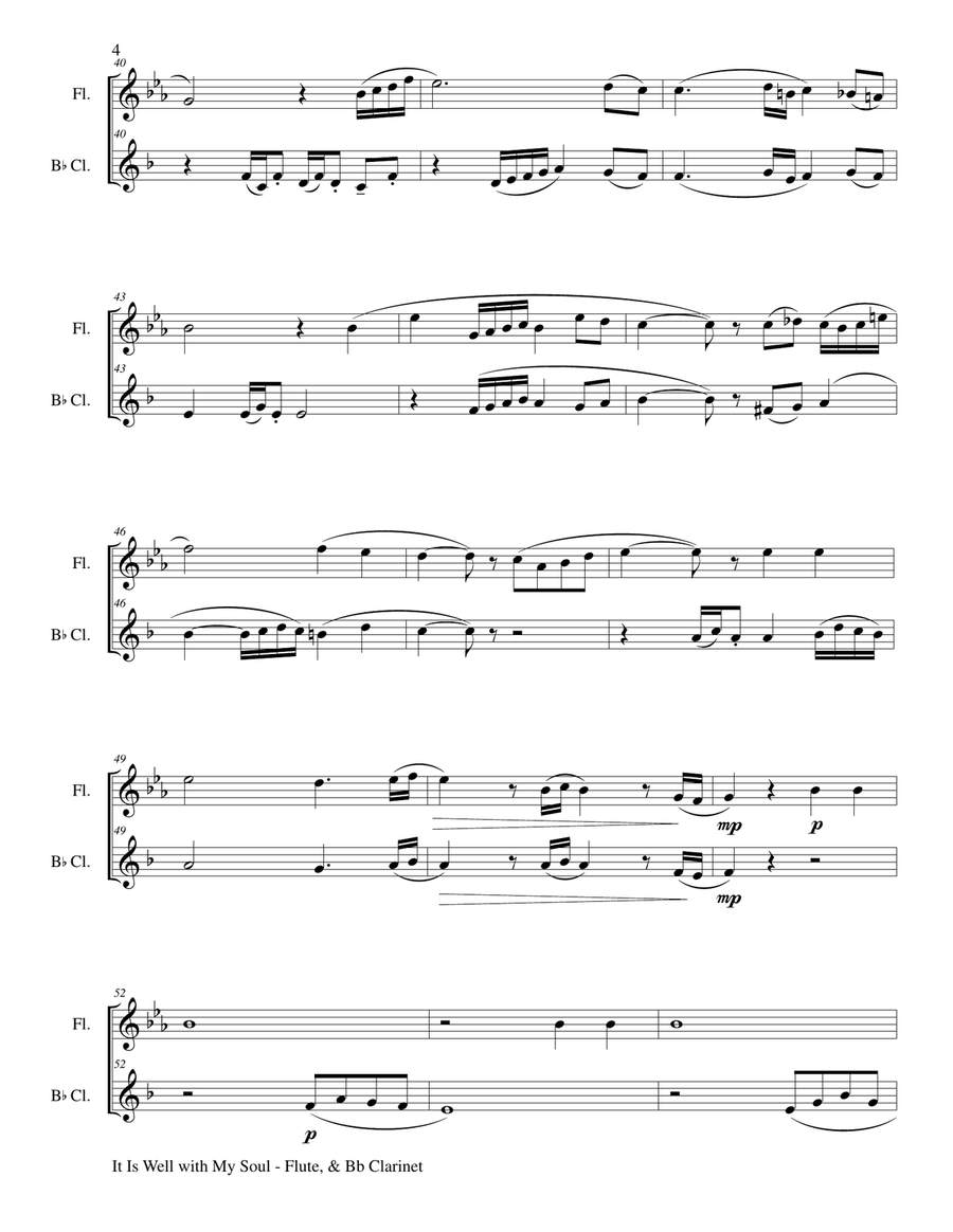 IT IS WELL WITH MY SOUL (Duet - Flute & Bb Clarinet - Score & Instrumental Parts Included) Woodwind Duet scores gallery preview page 5