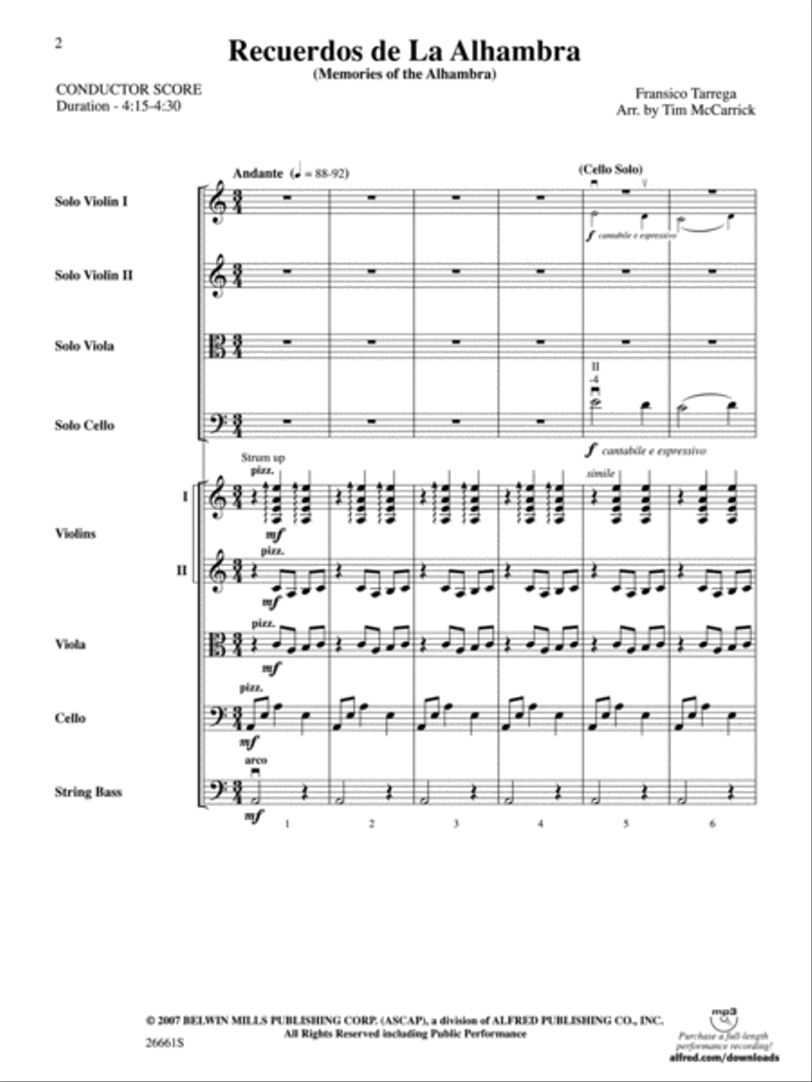 Recuerdos de la Alhambra Recuerdos de la Alhambra String Orchestra scores gallery preview page 2