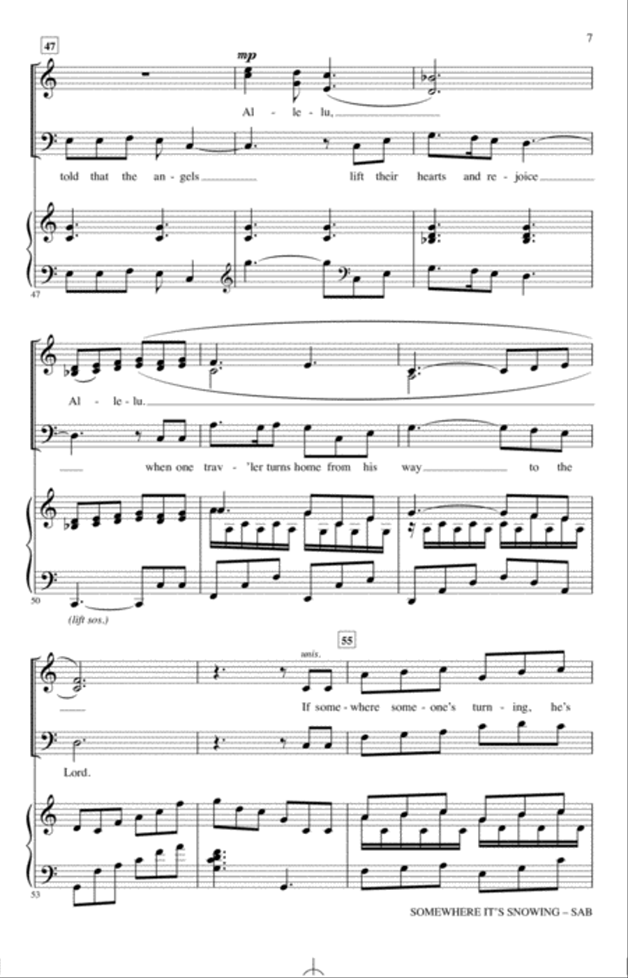 Somewhere It's Snowing (arr. John Leavitt) 3-Part scores gallery preview page 6
