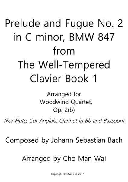 Prelude and Fugue No. 2 from "The Well-Tempered Clavier Bk 1", arr. for Woodwind Quartet, Op. 2(b) image number null