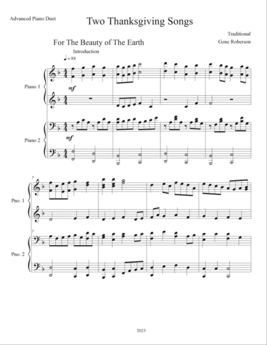 For the Beauty of the Earth Advanced Piano Duet For the Beauty of the Earth Advanced Piano Duet 1 Piano, 4-Hands scores gallery preview page 2