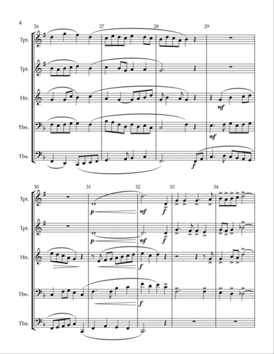 O Spirit of the Living God for Brass Quintet Brass Quintet scores gallery preview page 4