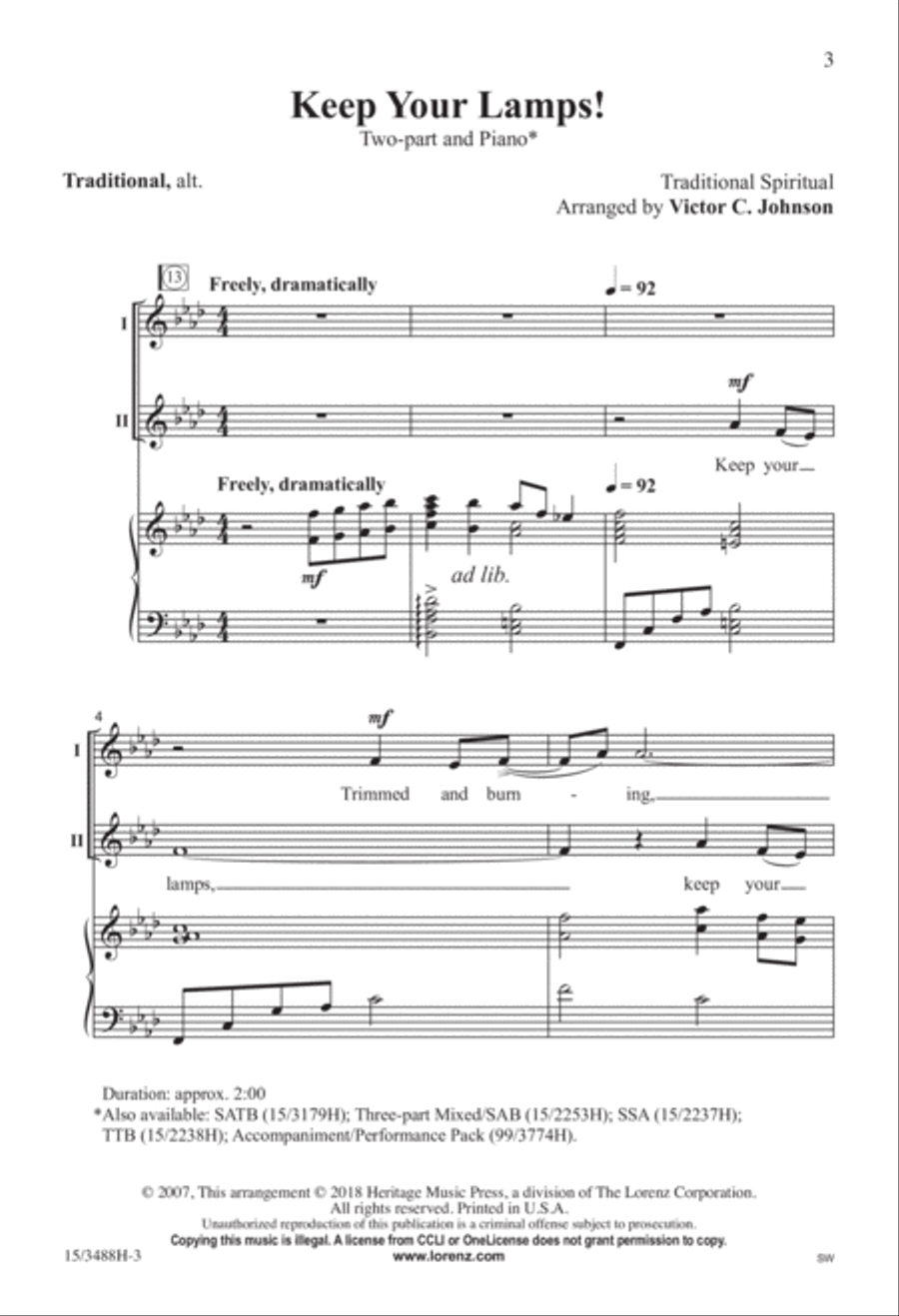 Keep Your Lamps! 2-Part scores gallery preview page 2