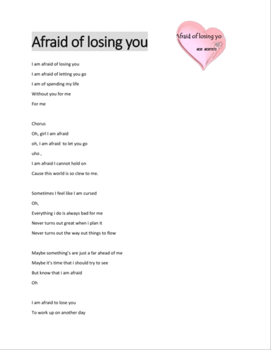 AFRAID OF LOSING YOU AFRAID OF LOSING YOU Voice Solo scores gallery preview page 2