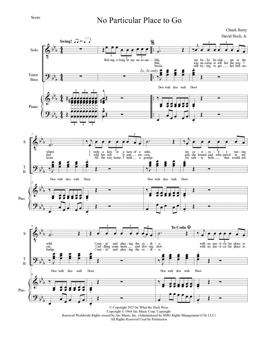 No Particular Place To Go TTBB scores gallery preview page 1