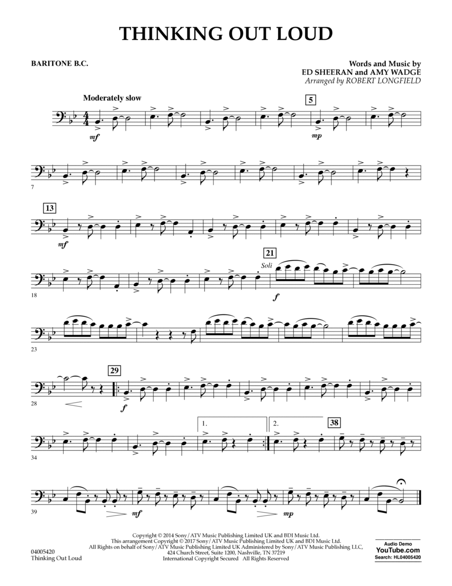 Thinking Out Loud - Baritone B.C. Concert Band scores gallery preview page 1