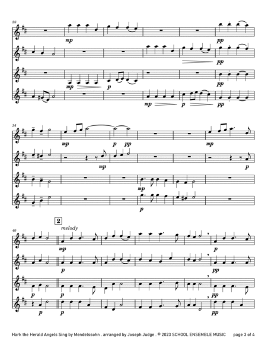 Hark The Herald for Clarinet Quartet in Schools Clarinet Quartet scores gallery preview page 3