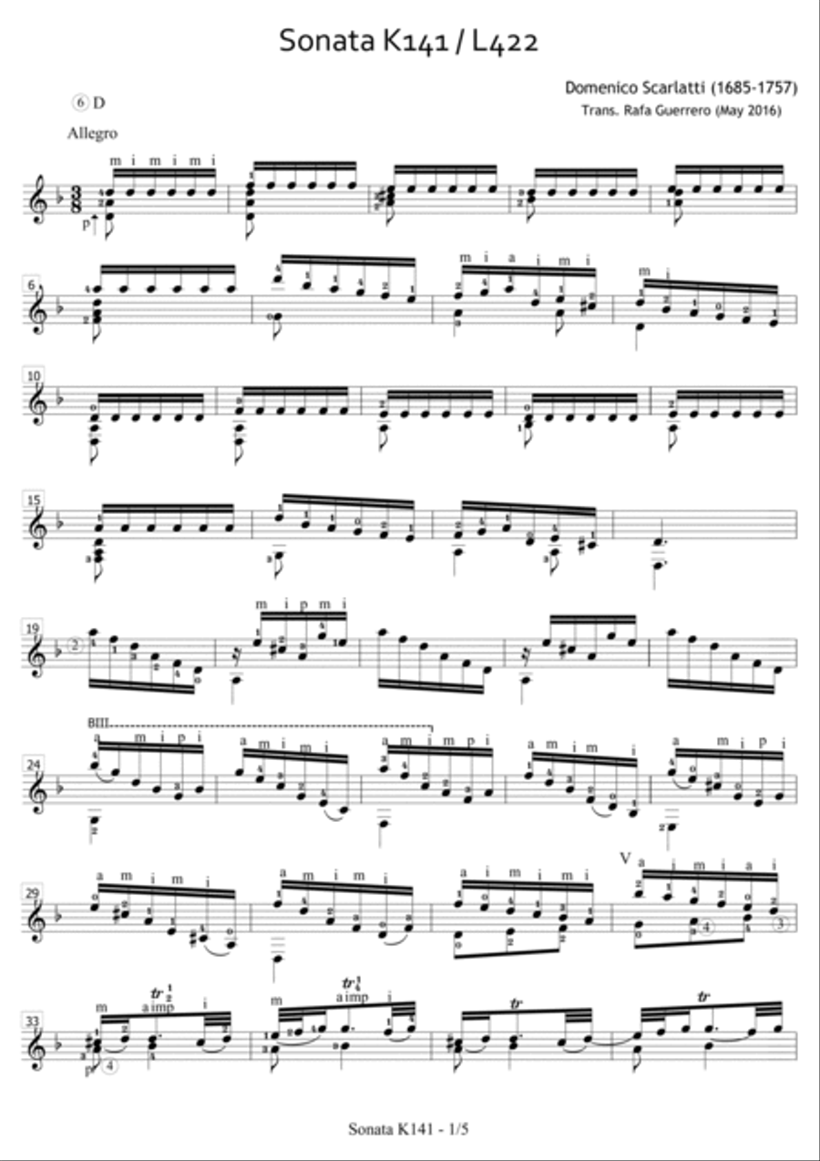 Sonata K141 / L422 Acoustic Guitar scores gallery preview page 2