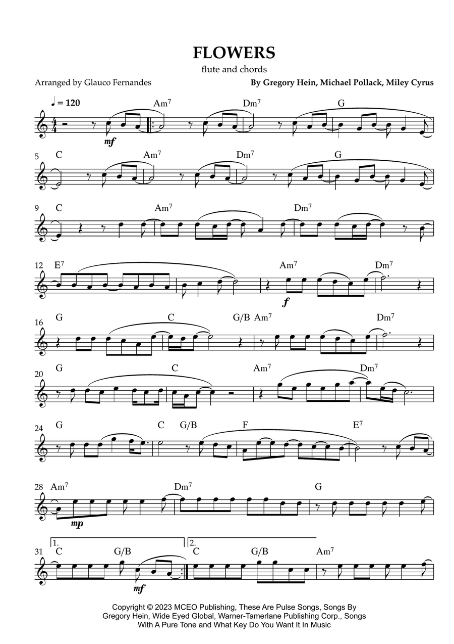 Flowers Flute Solo scores gallery preview page 1