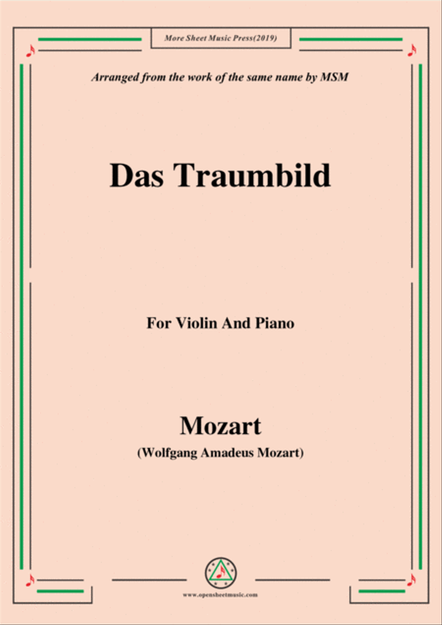 Mozart-Das traumbild,for Violin and Piano Violin Solo scores gallery preview page 1