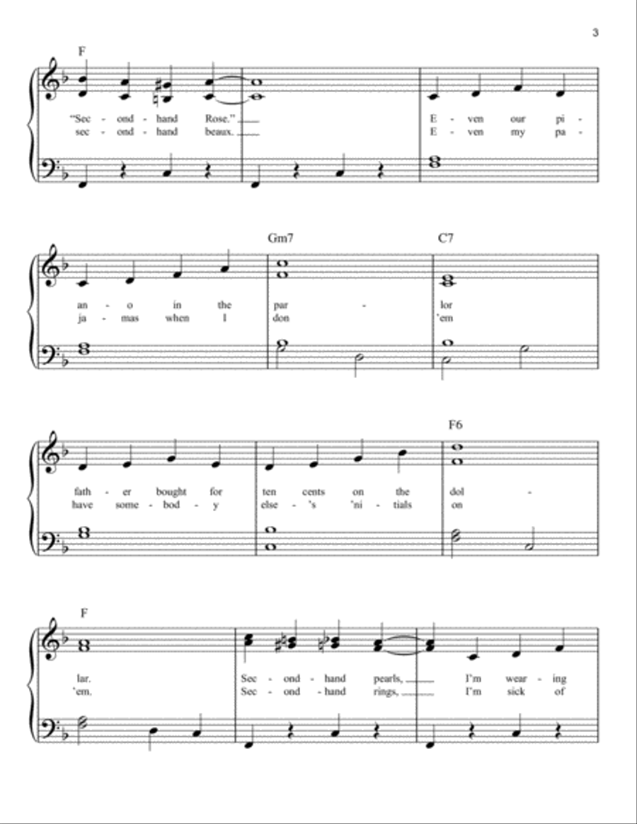 Second Hand Rose Easy Piano scores gallery preview page 3
