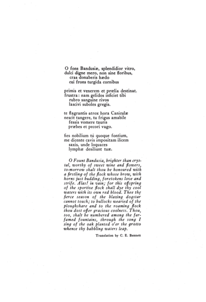 Six Odes of Horace: O fons Bandusiae, splendidior vitro (Downloadable)