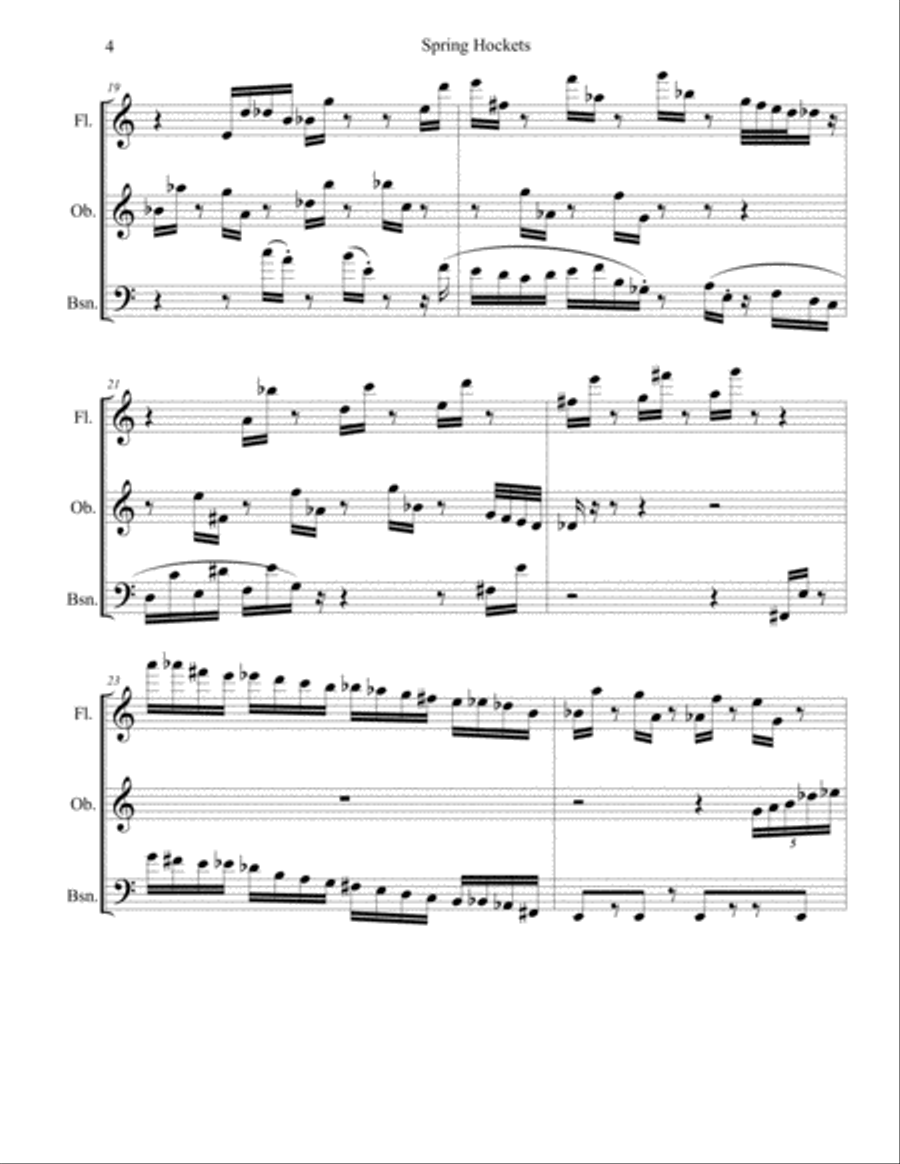 Spring Hockets for Flute, Oboe and Basoon Woodwind Trio scores gallery preview page 4