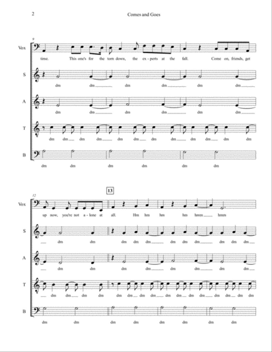 Comes And Goes (in Waves) Divisi scores gallery preview page 2