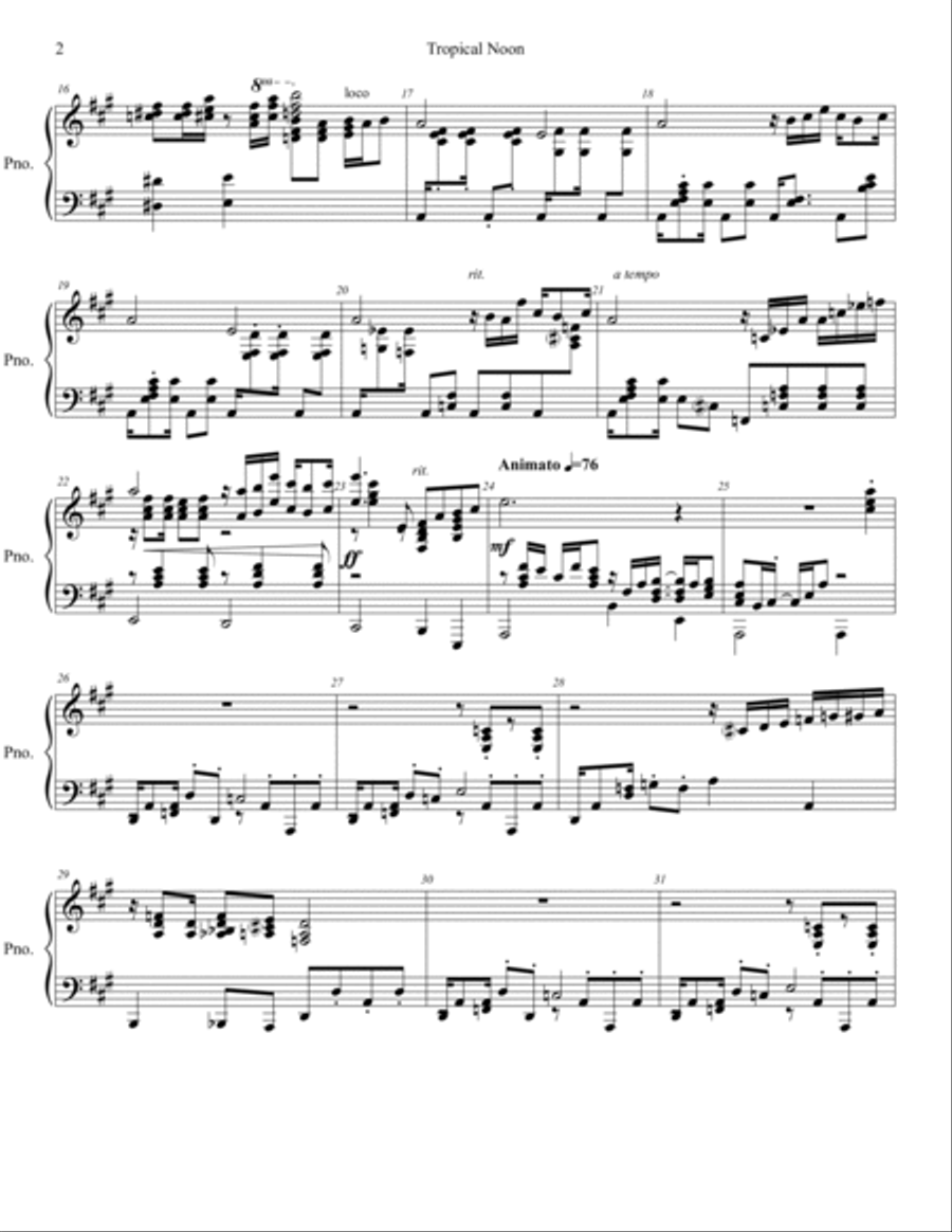 Tropical Noon Piano Solo scores gallery preview page 2