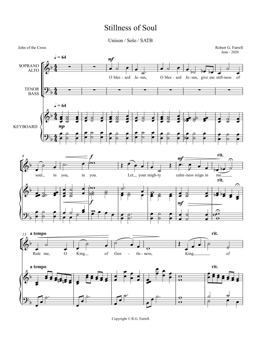 Stillness of Soul Choir scores gallery preview page 1