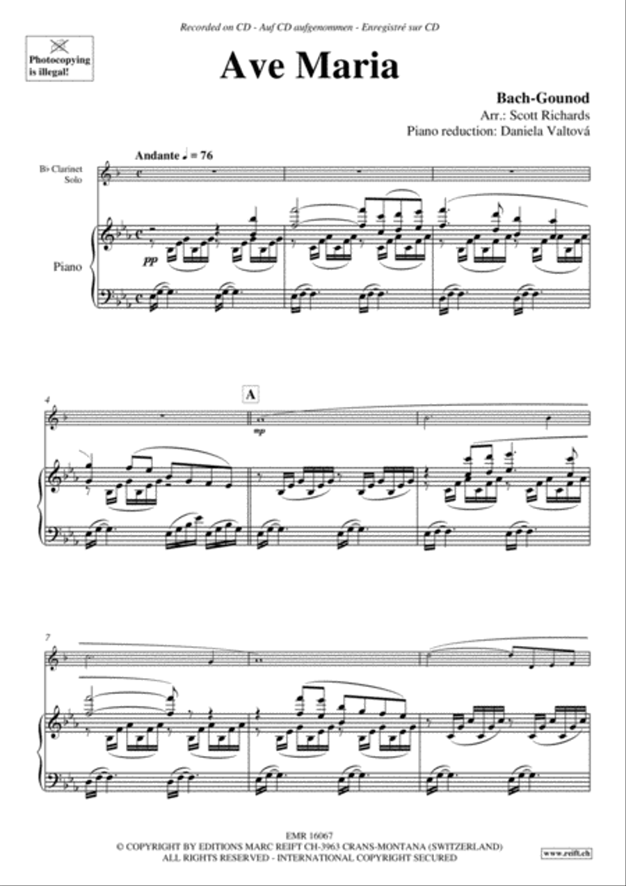 Ave Maria Clarinet Solo scores gallery preview page 4