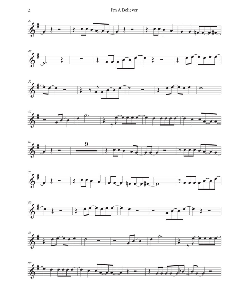I'm A Believer Flute Solo scores gallery preview page 2