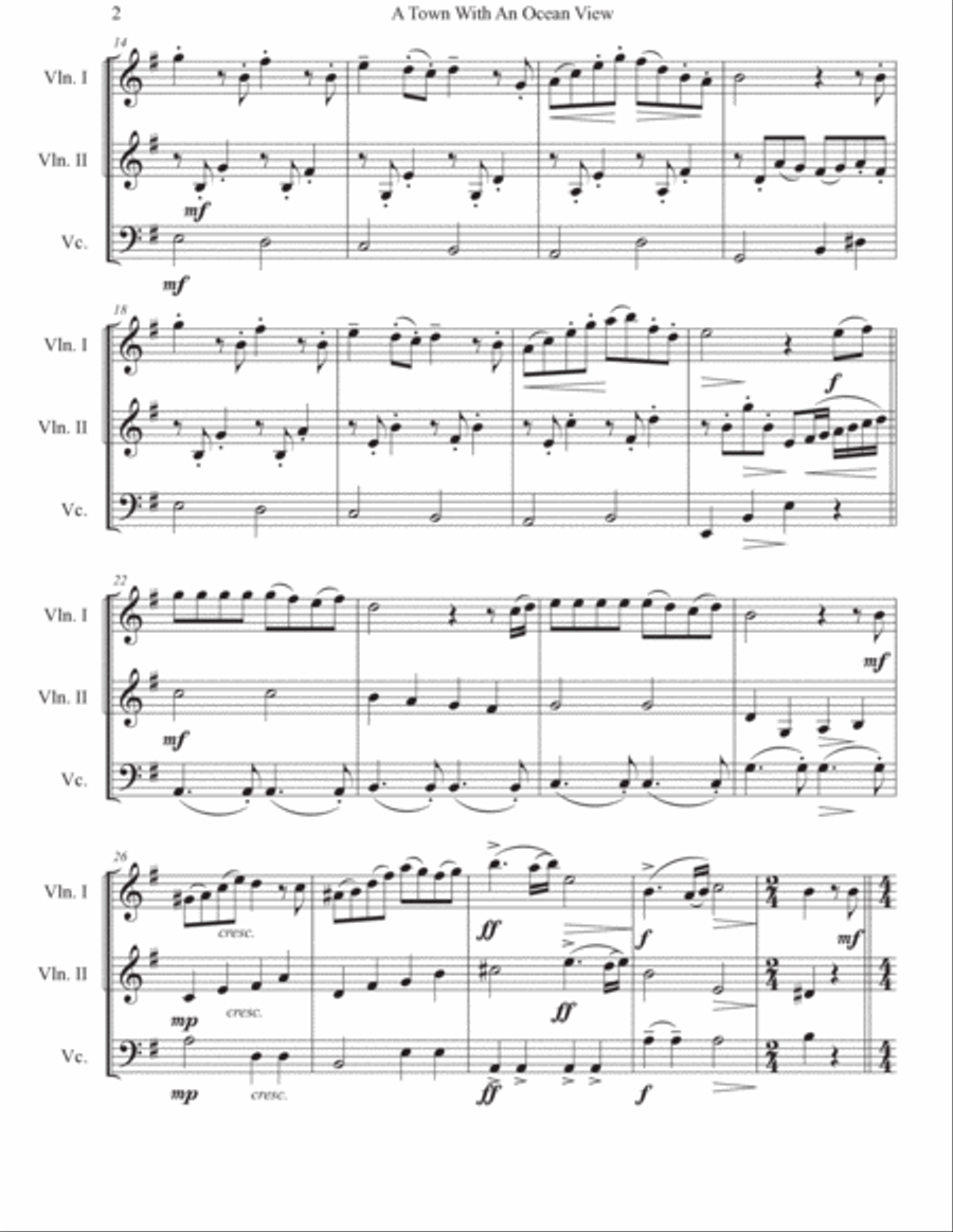 Kiki's Delivery Service (on A Clear Day) String Trio scores gallery preview page 3
