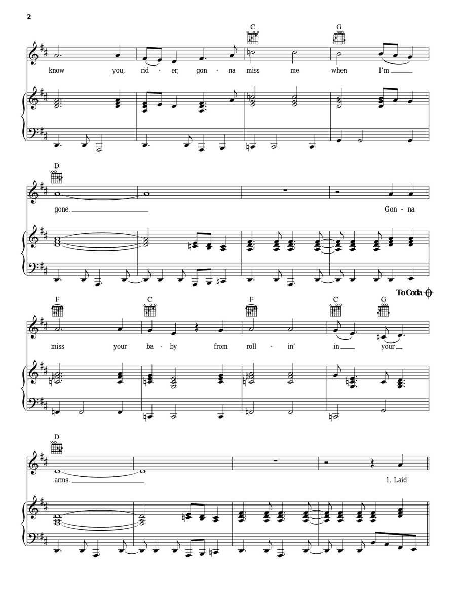 I Know You Rider I Know You Rider Piano, Vocal, Guitar scores gallery preview page 2