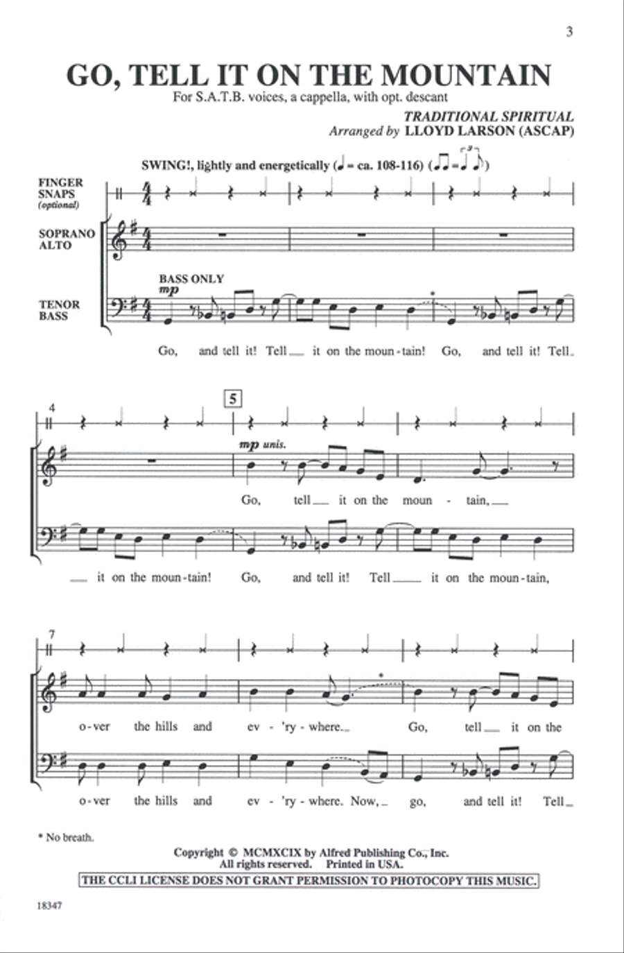 Go, Tell It on the Mountain 4-Part scores gallery preview page 9