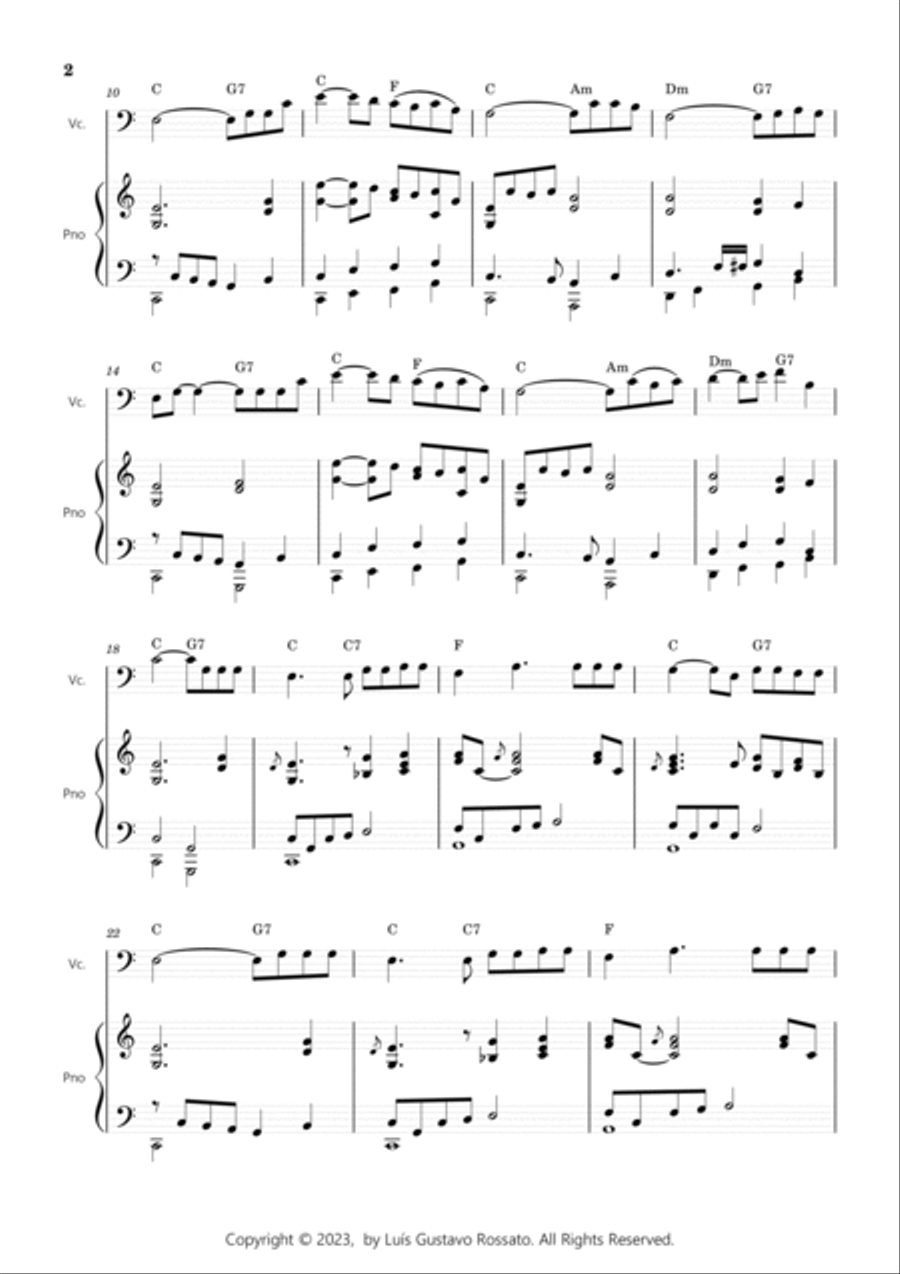 How Great Thou Art (O Store Gud) - Cello and piano- Key of C Piano scores gallery preview page 2
