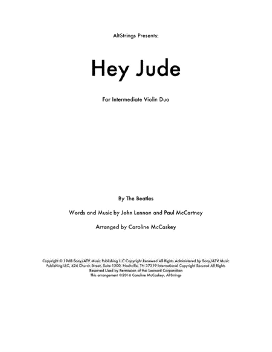 Hey Jude Hey Jude String Duet scores gallery preview page 1