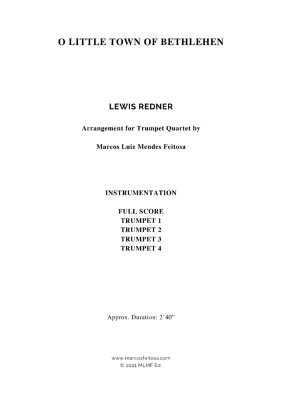 O Little Town of Bethlehem - Trumpet Quartet Brass Ensemble scores gallery preview page 2