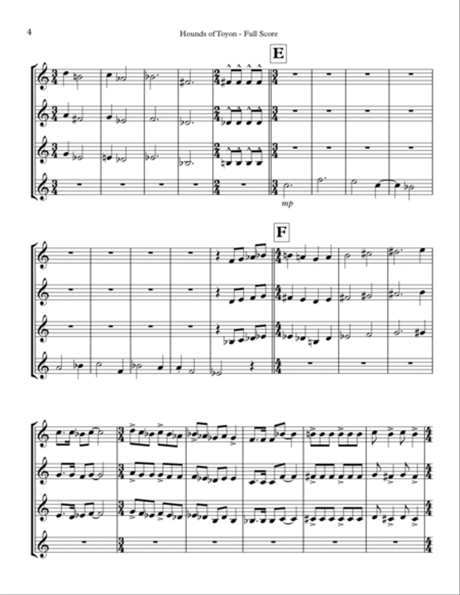 Hounds of Toyon - for 4 F Horns French Horn Quartet scores gallery preview page 4
