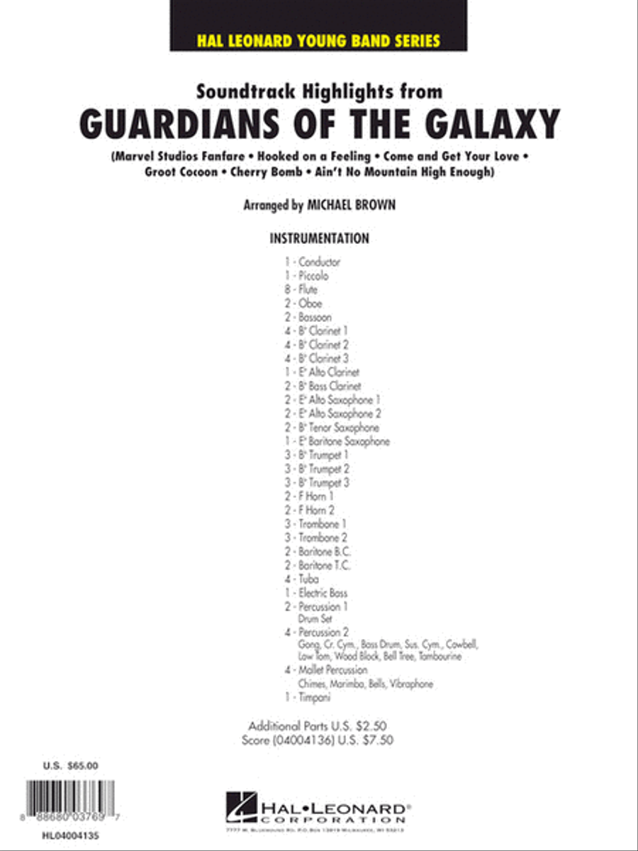Soundtrack Highlights from Guardians of the Galaxy Concert Band scores gallery preview page 6