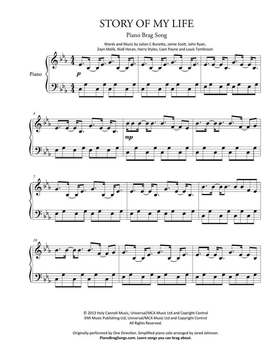 Story Of My Life Easy Piano scores gallery preview page 2