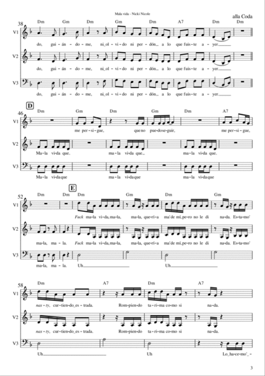 Mala Vida 3-Part scores gallery preview page 3