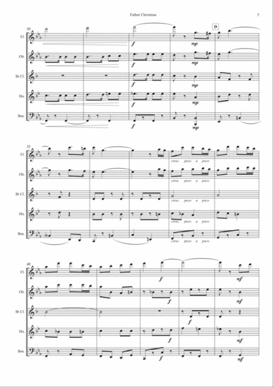 Father Christmas Woodwind Quintet scores gallery preview page 5