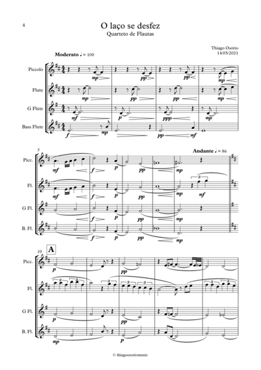 O laço se desfez - Piccolo, Flute, G Flute and Bass Flute Quartet image number null